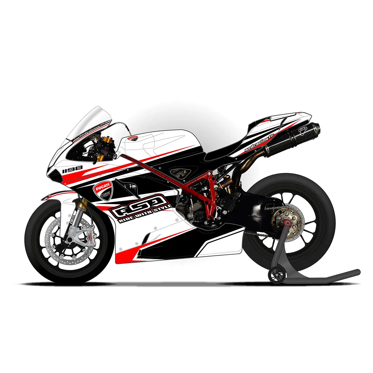 Kit déco ASD Ducati 1198 Blanc / Noir / Rouge – Image 2