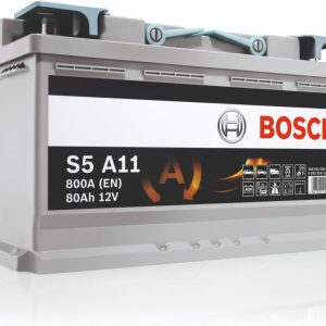 BOSCH – Batterie Auto 80 A/h – 800 A -12 V, AGM Véhicules avec Système Start/Stop, (-) (+), 315 x 175 x 190 mm – S5 A11